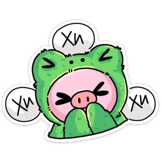 😀 Хп 青蛙, 动物, 卡通, 可爱, 贴纸, 插图, 猪 telegram sticker