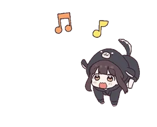 🎶 Chibi, Mignon, Sweat à capuche animal, Notes de musique, Kawaii telegram sticker