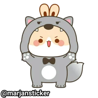 ❤️ @marjansticker Мультфильм, Волк, Милый, Наклейка, Собака telegram sticker