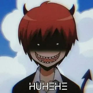 🤔 HUHEHE Anime, Diable, Sourire narquois, Malicieux, Maléfique telegram sticker