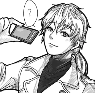 😊 ? Anime, Fragezeichen, Mann, Skizze, Digitale Kunst, Handy telegram sticker