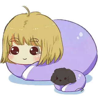 🙂 Мультфильм, Милый, Чиби, Собака, Питомец, Девочка, Обнимашки telegram sticker