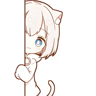 😶 Anime, Chat, Chibi, Kawaii, Mignon, Fille, Sticker telegram sticker