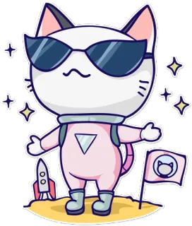 😎 gato, espacio, astronauta, cohete, estrellas, mono, pegatina whatsapp sticker