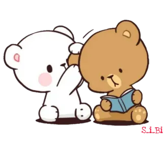 💆‍♂ 熊, 可爱, 动物, 阅读, 插画 telegram sticker