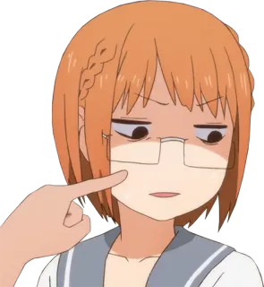 👉 Anime, gadis, kacamata, kesal, karakter telegram sticker