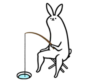 🐇 lapin, pêche, pêche sur glace, dessin animé, animal, hiver telegram sticker