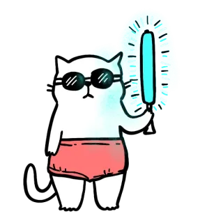 💡 chat, lunettes de soleil, maillot de bain, dessin animé, personnage, animal telegram sticker
