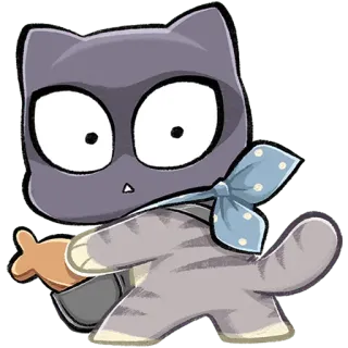 😳 고양이, 동물, 만화, 스티커, 귀여운, 리본, 눈 telegram sticker