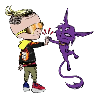 ☯️ desenho animado, personagem, toca aqui, monstro, menino, anime whatsapp sticker