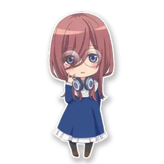 💙 Miku Nakano The Quintessential Quintuplets Anime, Gadis, Headphone, Miku, Nakano, Gotoubun no Hanayome whatsapp sticker