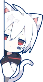 👀 アニメ, 猫, ステッカー, 可愛い, 白, 漫画, マンガ, 動物 whatsapp sticker