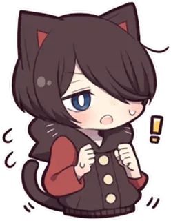 ✊ Anime, Kawaii, Orecchie da gatto, Chibi, Cartone animato whatsapp sticker