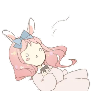 😵 заяц, кролик, милый, девочка, мультфильм, каваи, наклейка telegram sticker