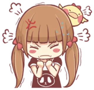 😡 애니메이션 여자, 화난, 귀여운, 만화, 치비 telegram sticker