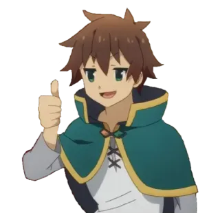 💟 Kazuma Satou Konosuba Anime, Konosuba, Kazuma, Pouce levé, Personnage, Personnage animé whatsapp sticker