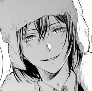 🎲 Anime, Manga, Mann, Wintermütze, Porträt telegram sticker