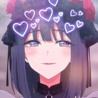 🥰 Anime, Dessin animé, Fille, Coeurs, Mignon, Portrait telegram sticker