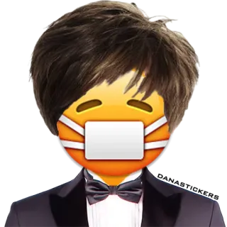 😷 Эмодзи, Маска для лица, Смокинг, Галстук-бабочка telegram sticker