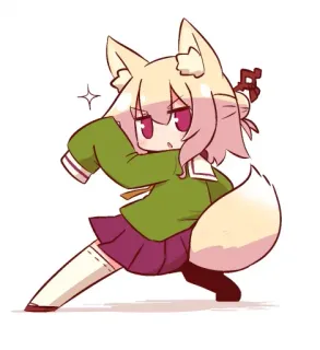 🦊 Anime, Garota raposa, Chibi, Fofo/a, Kawaii, Mangá telegram sticker