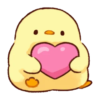 ❤️ schattig, geel, kuiken, hart, liefde, kawaii, dier, vogel, cartoon whatsapp sticker