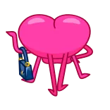 ๐ heart, cartoon, pink, character, legs, purse telegram sticker