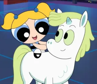 🦄 Bubbles Powerpuff Girls Desenho animado, Lindinha, As Meninas Superpoderosas, Unicórnio, Fofo telegram sticker