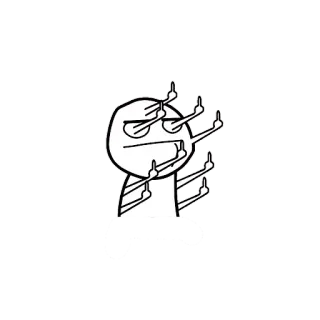 🖕 meme, trollface, middle finger, offensive, anger, cartoon telegram sticker