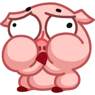 😶 babi, kartun, imut, merah muda, malu, kawaii telegram sticker