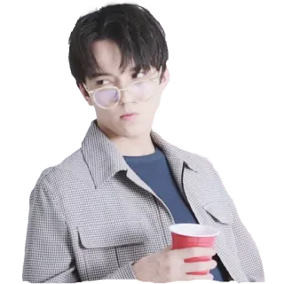 👀 Persona, Hombre, Gafas, Casual, Vaso rojo, Pensando, Retrato telegram sticker