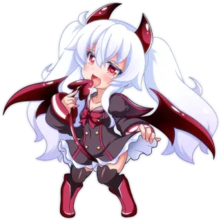 😍 Anime, Chibi, Demone, Ragazza, Carino, Occhi Rossi, Diavolo whatsapp sticker