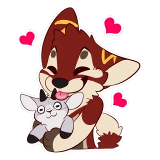 ❤️ lindo, animal, peludo, corazones, dibujos animados, sonriendo telegram sticker
