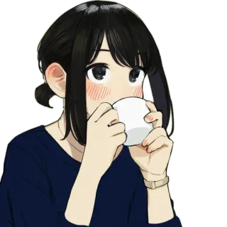 😍 девушка, чай, аниме, женщина, пьет telegram sticker