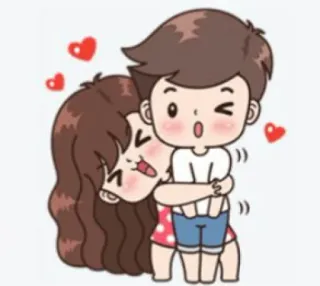 😍 情侣, 爱, 拥抱, 浪漫, 卡通, 心, 关系, 感情 whatsapp sticker
