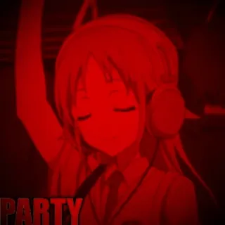 🥳 PARTY anime, party, headphones, red, music telegram sticker