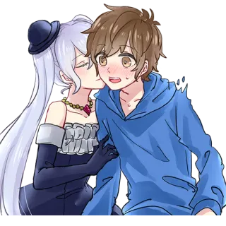 ❤️ Anime, Casal, Beijo, Romance, Desenho animado, Ilustração whatsapp sticker