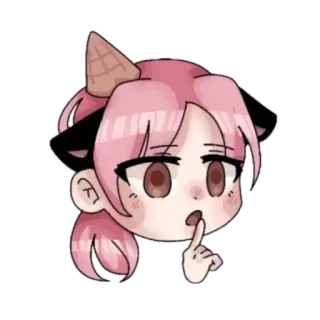🤔 น่ารัก, อนิเมะ, แมว, ไอศกรีม, ผมสีชมพู whatsapp sticker