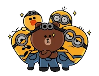 🐻 Brown Line Friends minions, line friends, braunbär, cartoon telegram sticker