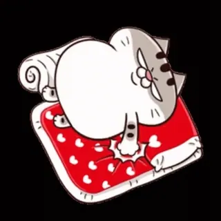 😴 cat, lying down, animal, cartoon, domestic animal, pet, bed telegram sticker