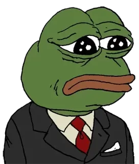😖 Pepe the Frog Pepe, Kikker, Meme, Internetmeme, Verdrietig, Zakelijk, Pak whatsapp sticker