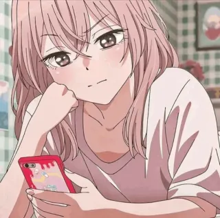📓 Anime-Mädchen, Anime, Mädchen, süß, rosa Haare telegram sticker