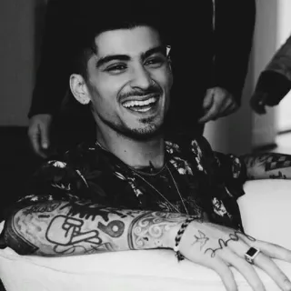 ✖️ Zayn Malik 泽恩·马利克, 歌手, 单向组合, 名人, 黑白, 肖像 telegram sticker