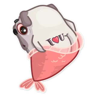 😍 I ❤️ U chien, sirène, amour, animal, mignon, fantaisie, sticker whatsapp sticker