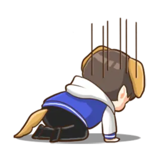 😨 Desenho animado, Triste, Cachorro, Exausto, Chibi, Anime telegram sticker