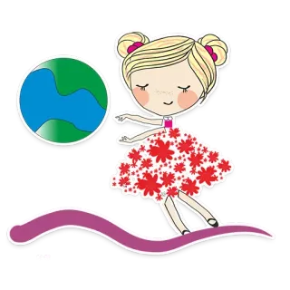 🌏 女の子, ドレス, 地球, かわいい, 漫画 telegram sticker