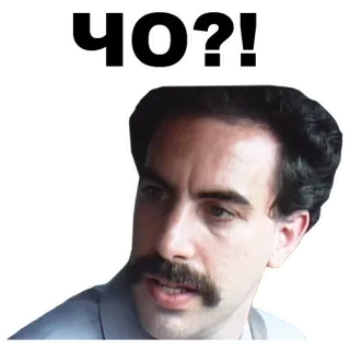 😞 Borat ЧО?! 搞笑, 胡子, 困惑, 萨莎拜伦科恩, 喜剧 whatsapp sticker