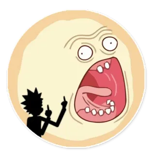 ☀️ Rick Sanchez Rick and Morty kartun, jari tengah, menyinggung, Adult Swim, acara TV, Rick and Morty telegram sticker