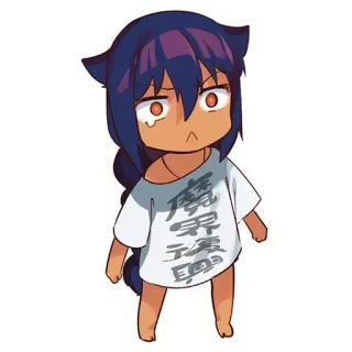 😥 魔界送り Anime, Kartun, Karakter, Telinga kucing, Sedih telegram sticker