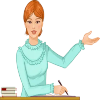 👩‍🏫 ครู, ผู้หญิง, โต๊ะ, หนังสือ, ปากกา, การศึกษา telegram sticker
