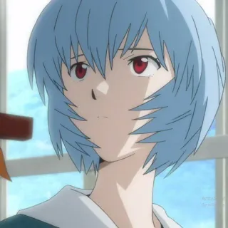 🌧 Rei Ayanami Neon Genesis Evangelion аниме, манга, Рей Аянами, Евангелион, голубые волосы, красные глаза whatsapp sticker